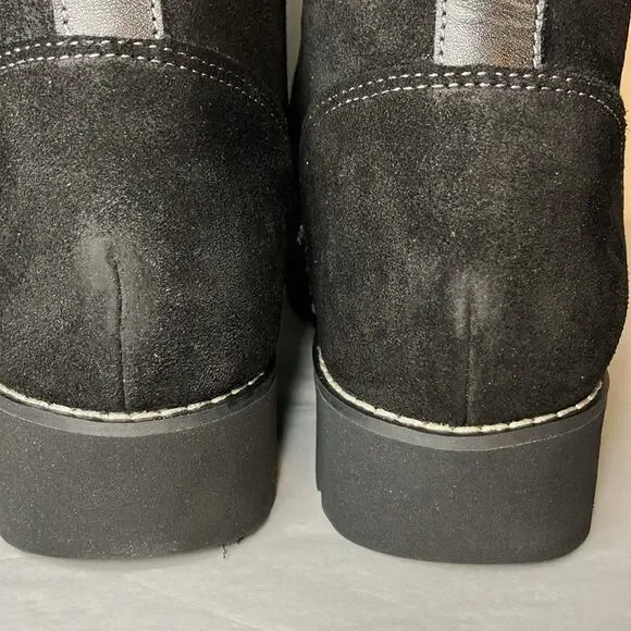 Donald Pliner Ease waxy suede Ankle Boots Womens Size 6 lace‎ up boot black - Picture 5 of 7